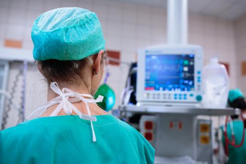 Anesthesiologist in operating room