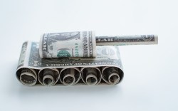 tank made of one dollar bills