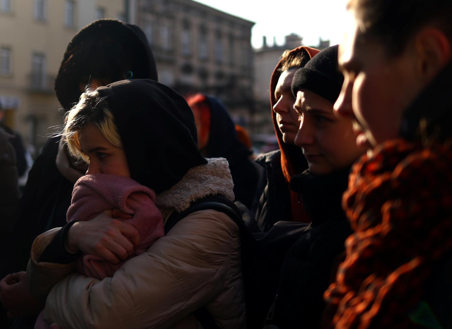 People fleeing from Russia’s invasion of Ukraine, in Przemysl