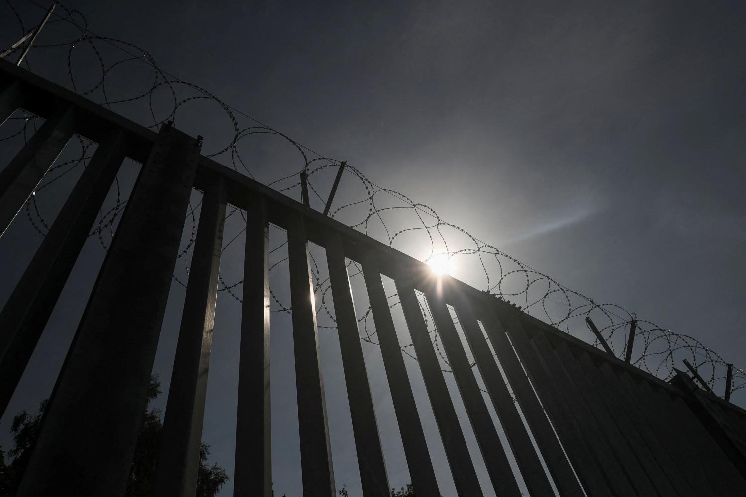 View of the wall erected to prevent migrant crossing on Polish-Belarusian border