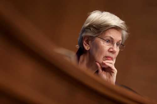 U.S. Senator Elizabeth Warren (D-MA) listens during a Senate Banking, Housing and Urban Affairs Committee hearing on Capitol Hill in Washington, U.S., April 18, 2023. On July 27, 2023, Senator Warren and Senator Lindsey Graham (R-SC) introduced the Digital Consumer Protection Act. REUTERS/Amanda Andrade-Rhoades/File Photo
