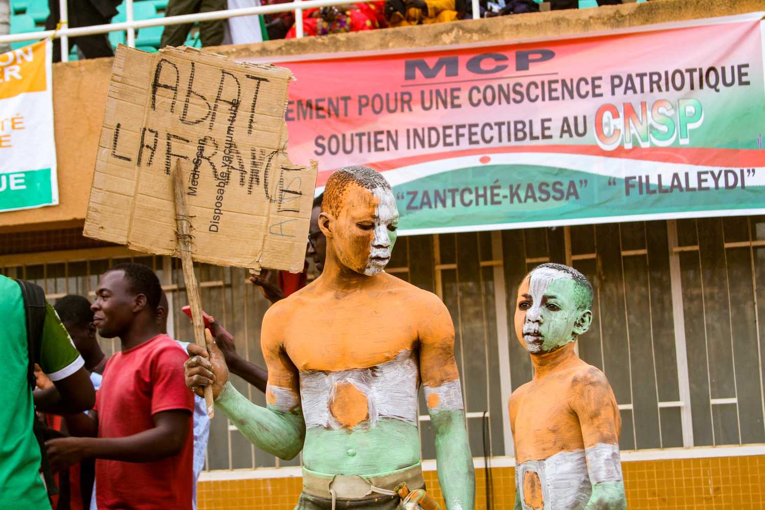 Supporters of Niger's coup leaders take part in a rally in Niamey