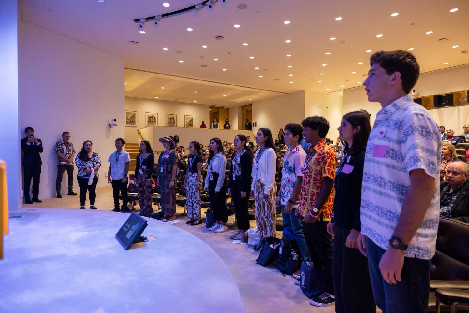The day began on an evocative note with the Kamehameha Schools Youth Delegates from Hawaii performing a traditional ritual chant.