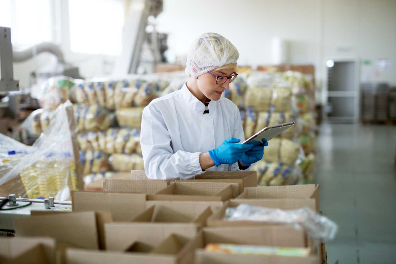 Hospital worker inspecting medicine inventory