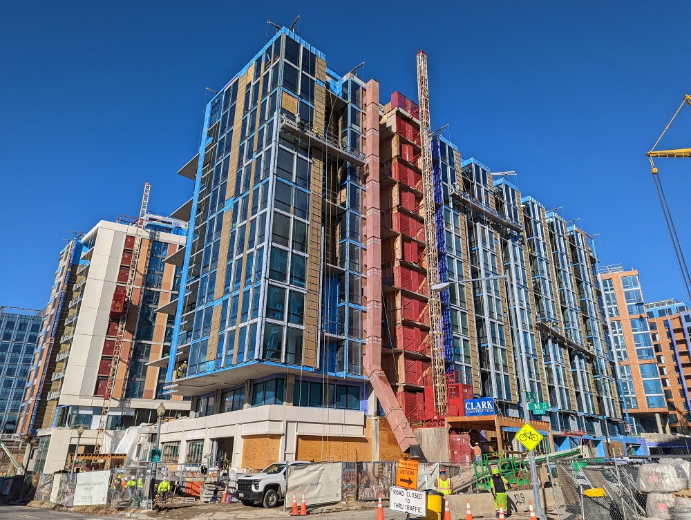 Washington, DC - January 10, 2022: The 300 M Street Northeast apartments under construction in the NoMa district