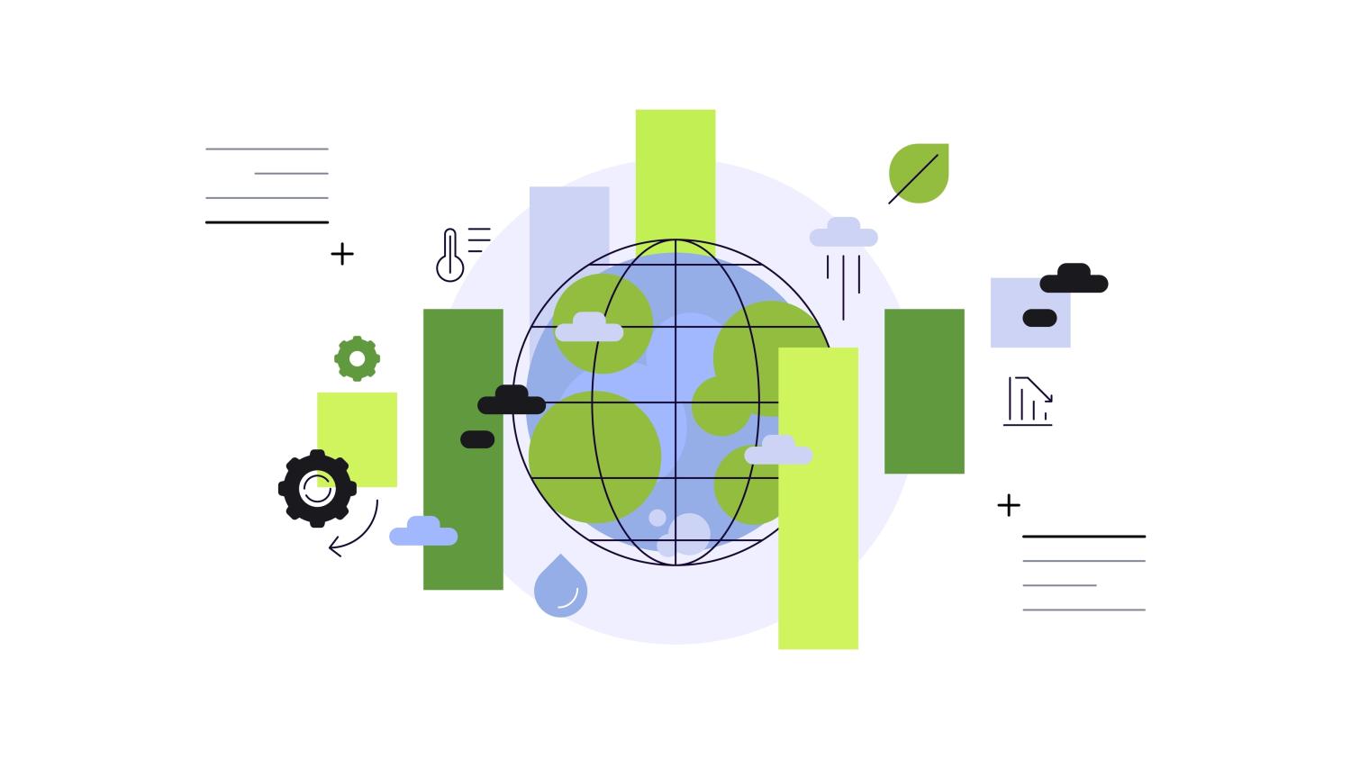 Picture depicting global processes. natural cycles. Scheme. Climate change and measurement metric