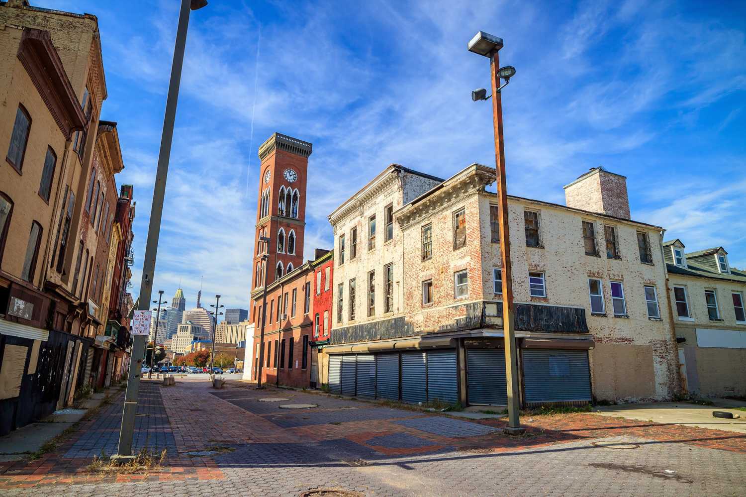 Buildings at Old Town Mall, Baltimore, Maryland.