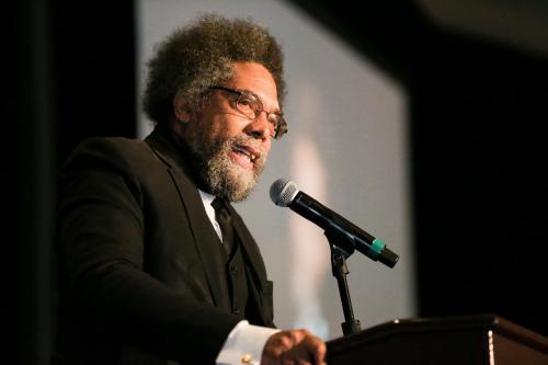 Cornel West, Tulsa native and author, activist and philosopher, speaks at the Oklahoma Conference of Churches' No Hate in the Heartland 50th Anniversary Gala at the Skirvin Hotel in Oklahoma City on Friday, Nov. 4, 2022. (Nathan J Fish/The Oklahoman; USA TODAY NETWORK via Reuters Connect)