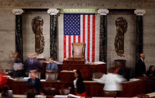 The chair of the Speaker of the U.S. House of Representatives sits empty as the House fails again to elect a new Speaker during a fourth round of voting on the second day of the 118th Congress at the U.S. Capitol in Washington, U.S., January 4, 2023. REUTERS/Jonathan Ernst