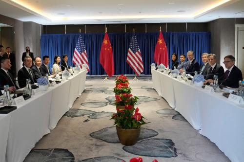 U.S. Secretary of State Antony Blinken and Chinese Communist Party's foreign policy chief Wang Yi attend a bilateral meeting on the sidelines of the Association of Southeast Asian Nations (ASEAN) Foreign Ministers' Meeting in Jakarta, Indonesia, Thursday, July 13, 2023.