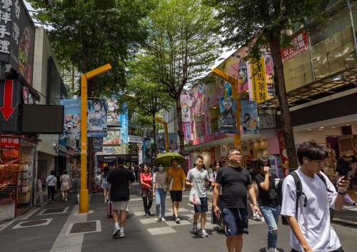 People in shopping area, Ximending district, Taipei, Taiwan.