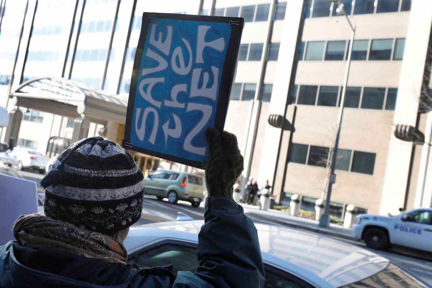 Net neutrality advocates rally in front of the Federal Communications Commission (FCC) ahead of Thursday's expected FCC vote repealing so-called net neutrality rules in Washington, U.S., December 13, 2017. REUTERS/Yuri Gripas/File Photo