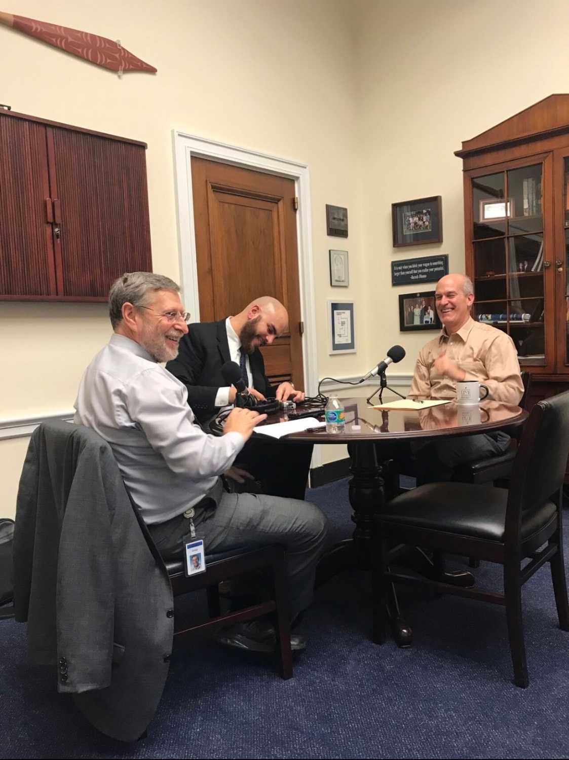 Recording an interview on The Hill with Congressman Rick Larsen, D-WA.