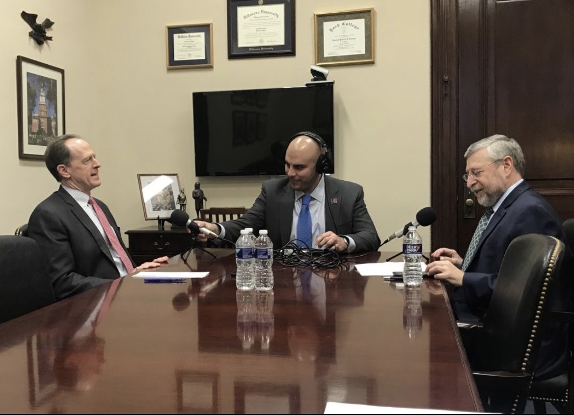 Recording an interview on The Hill with Senator Pat Toomey, R-PA.