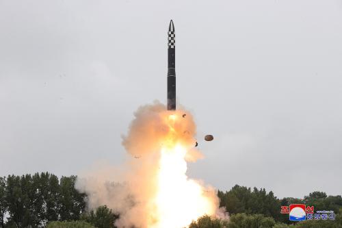 Hwasong-18 intercontinental ballistic missile is launched from an undisclosed location in North Korea.