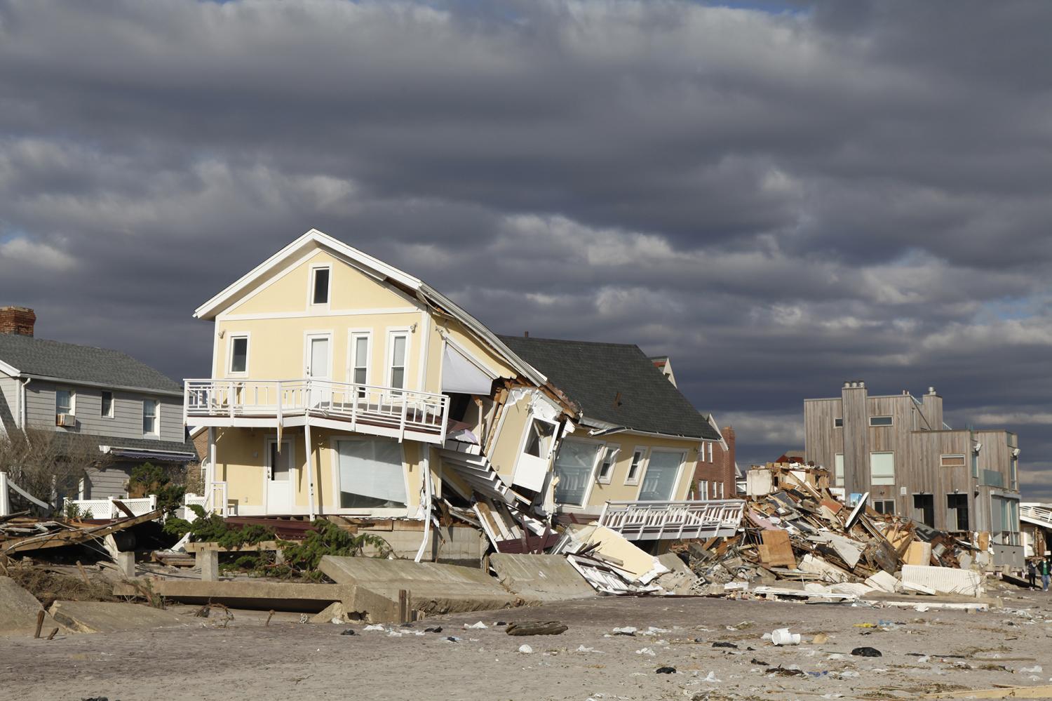 FAR ROCKAWAY, NY - NOVEMBER 4: Destroyed beach house in the aftermath of Hurricane Sandy on November 4, 2012 in Far Rockaway, NY