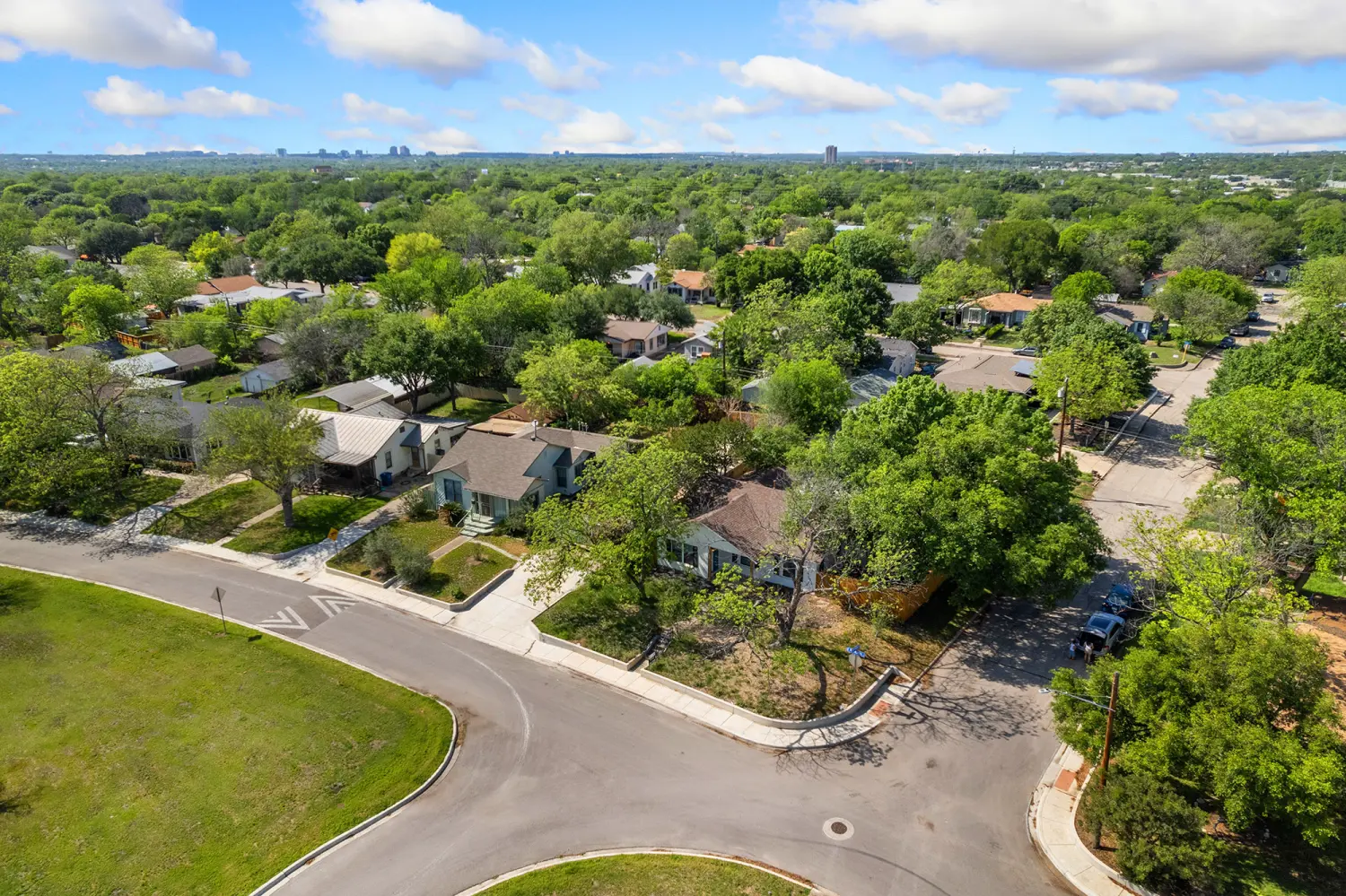 dallas, texas - May 3rd 2023: an aerial view of a home in a nieghborhood