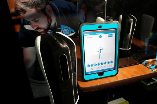 A Numii system by AIO, modules that collect data to improve worker health, is displayed at "CES Unveiled" during the 2019 CES in Las Vegas, Nevada, U.S. January 6, 2019.