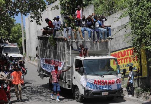 Demonstrators take part in a protest demanding the resignation of Prime Minister Ariel Henry, in Port-au-Prince, Haiti September 11, 2022.