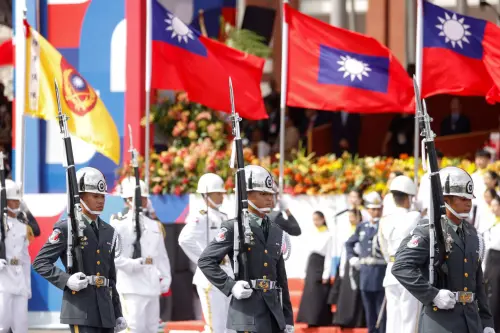 Military personnel take part in the National Day celebration ceremony in Taipei, Taiwan October 10, 2023.