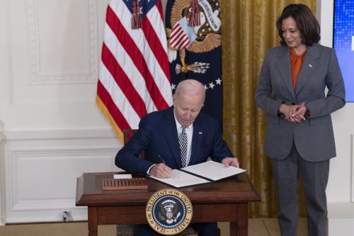 president joe biden and vice president kamala harris sign an executive order on AI