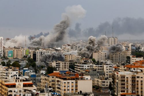 Smoke rises after Israeli airstrikes in Gaza