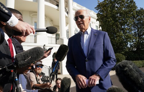 U.S. President Joe Biden departs the White House in Washington