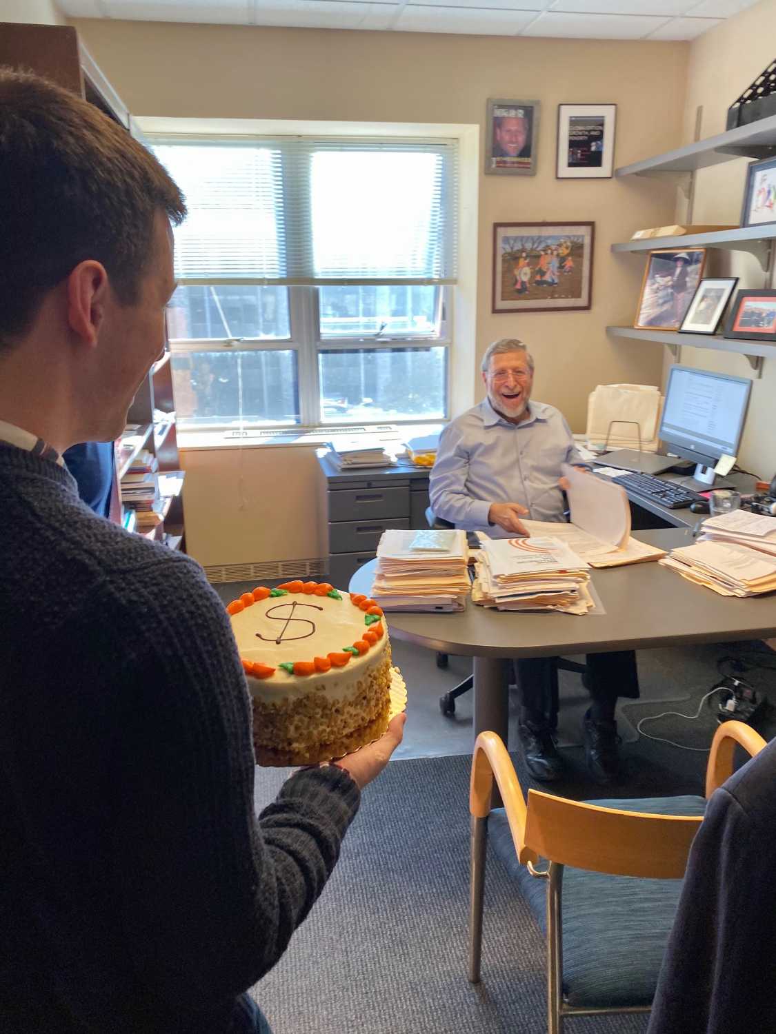 David Dollar celebrating the first anniversary of Dollar & Sense podcast in 2019.