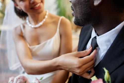 Black man and woman in wedding attire