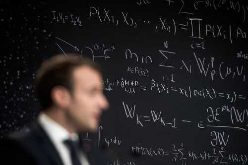 The French President, Emmanuel Macron, delivering a speech on "Artificial intelligence for humanity" at the College de France, in which he presented the French strategy on AI. College of France, Paris, France, March 29, 2018. Credit: Arthur Nicholas Orchard / Hans Lucas via Reuters Connect