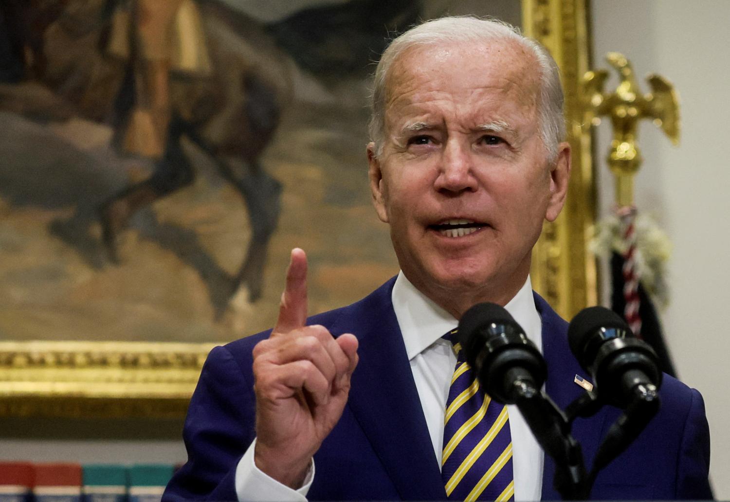 U.S. President Joe Biden speaks about administration plans to forgive federal student loan debt during remarks in the Roosevelt Room at the White House in Washington, U.S., August 24, 2022.