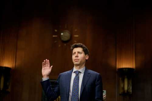 OpenAI CEO Sam Altman testifies before a Senate Judiciary Privacy, Technology & the Law Subcommittee hearing titled 'Oversight of A.I.: Rules for Artificial Intelligence' on Capitol Hill in Washington, U.S., May 16, 2023. REUTERS/Elizabeth Frantz