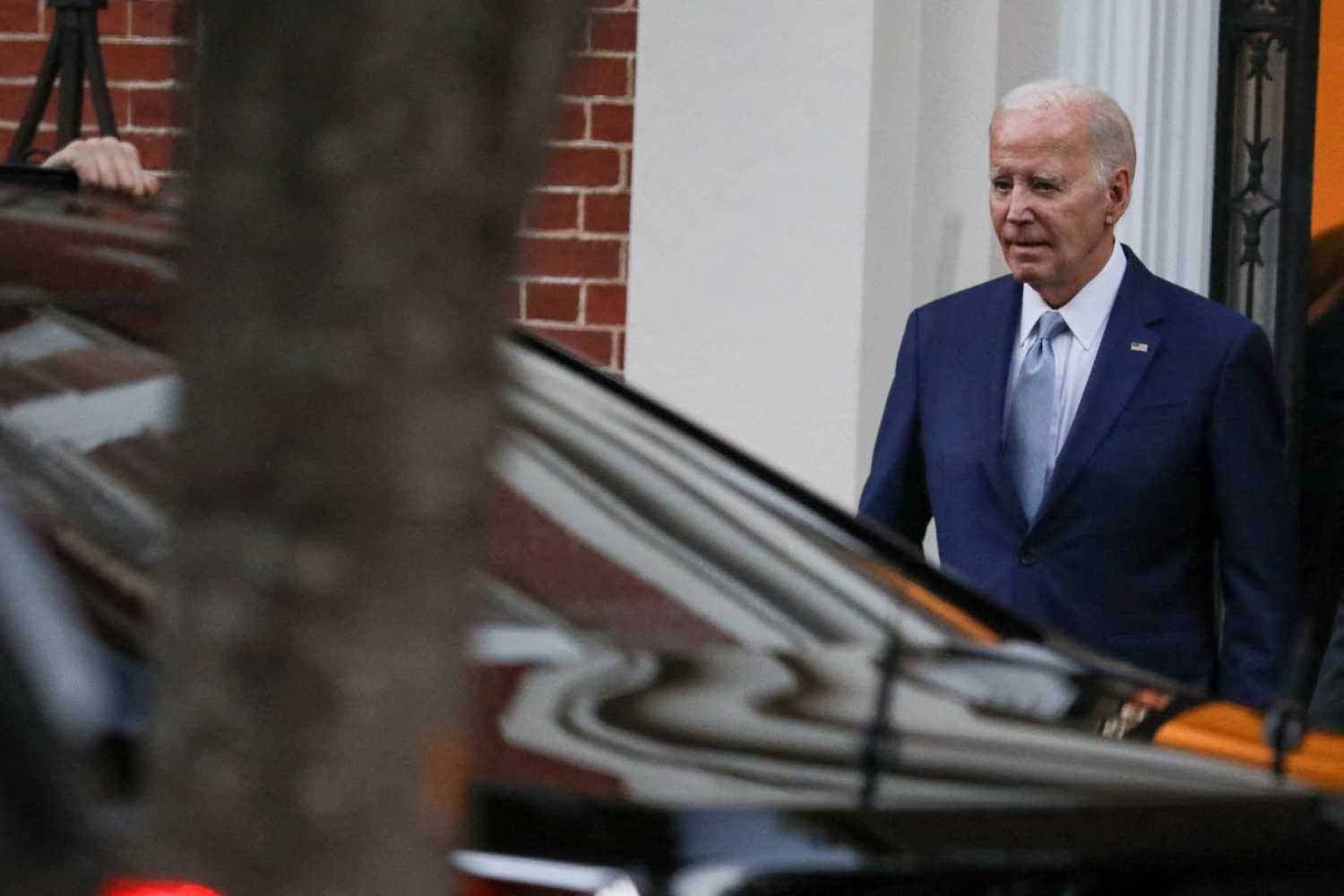 U.S. President Joe Biden departs a Biden Victory Fund campaign fundraising event in the Kalorama neighborhood, in Washington, U.S., October 27, 2023. Credit: REUTERS/Anna Rose Layden/File Photo