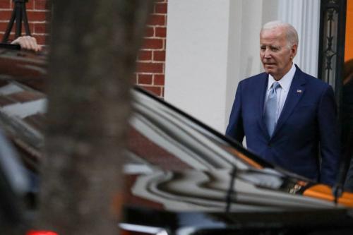 U.S. President Joe Biden departs a Biden Victory Fund campaign fundraising event in the Kalorama neighborhood, in Washington, U.S., October 27, 2023. Credit: REUTERS/Anna Rose Layden/File Photo