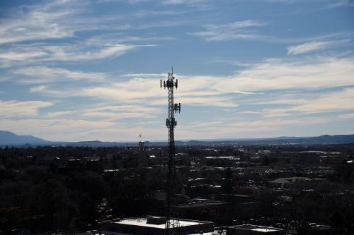 A cell tower in downtown Santa Fe, New Mexico USA.