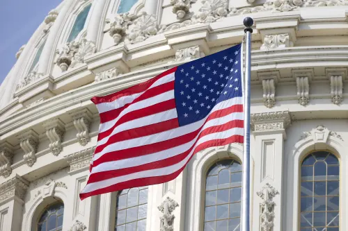 A U.S flag at the U.S. Capitol Complex - home of the Legislative Branch of the United States federal government, and seat of the United States Congress.