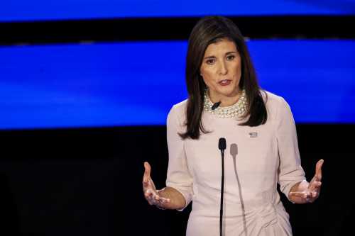 Former U.S. Ambassador to the United Nations Nikki Haley speaks during the Republican presidential debate hosted by CNN at Drake University in Des Moines, Iowa, U.S. January 10, 2024.
