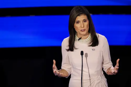 Former U.S. Ambassador to the United Nations Nikki Haley speaks during the Republican presidential debate hosted by CNN at Drake University in Des Moines, Iowa, U.S. January 10, 2024.