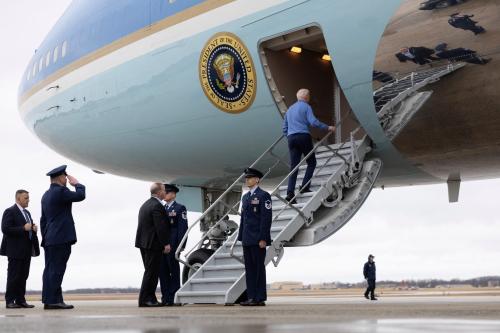 U.S. President Joe Biden boards Air Force One at Joint Base Andrews in Maryland, U.S., January 25, 2024.
