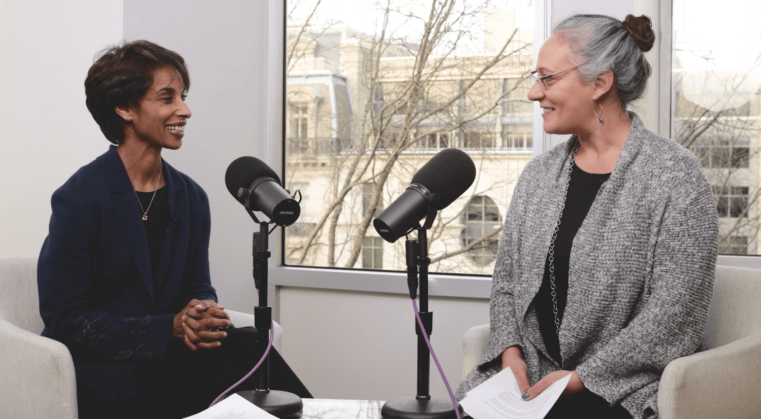 Cecilia Rouse being interviewed for The Current podcast