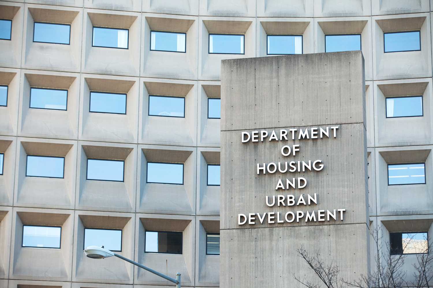 WASHINGTON, DC - DECEMBER 26: Sign in front of the Department of Housing and Urban Development in downtown Washington, DC on December 26, 2014.
