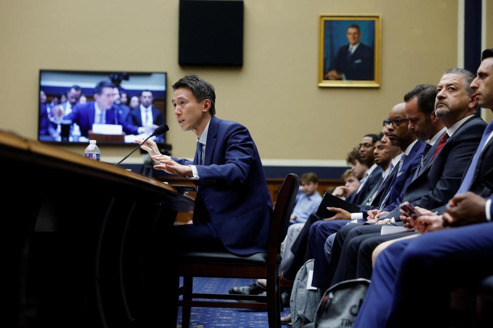 TikTok Chief Executive Shou Zi Chew testifies before a House Energy and Commerce Committee hearing entitled "TikTok: How Congress can Safeguard American Data Privacy and Protect Children from Online Harms," as lawmakers scrutinize the Chinese-owned video-sharing app, on Capitol Hill in Washington, U.S., March 23, 2023.