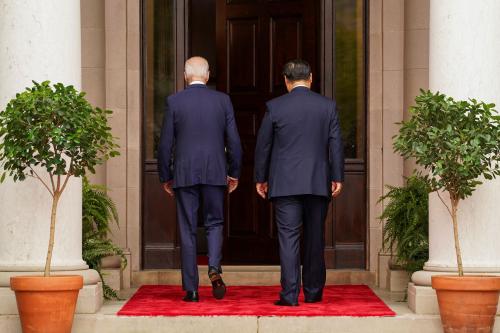 U.S. President Joe Biden welcomes Chinese President Xi Jinping at Filoli estate on the sidelines of the Asia-Pacific Economic Cooperation (APEC) summit, in Woodside, California, U.S., November 15, 2023.