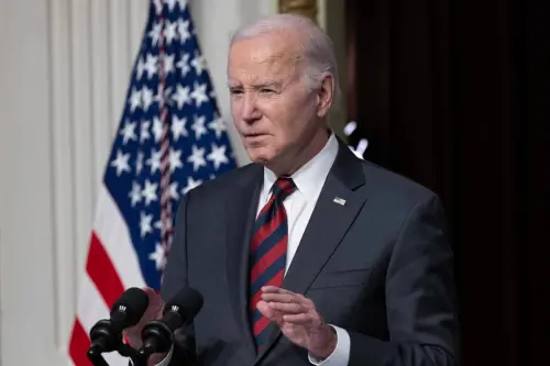 U.S. President Joe Biden delivers remarks during an event to discuss efforts to reduce costs for customers by strengthening supply chains in the economy, in the Indian Treaty Room of the Eisenhower Executive Office Building on the White House complex in Washington, DC, USA, 27 November 2023.