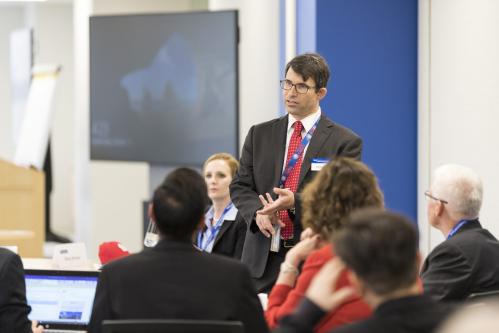 Assistant Dean and Managing Director Ian Dubin teaching a policy course