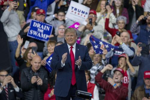 United States President Donald J. Trump arrives during a Make America Great Again campaign rally at Atlantic Aviation in Moon Township, Pennsylvania on March 10th, 2018.