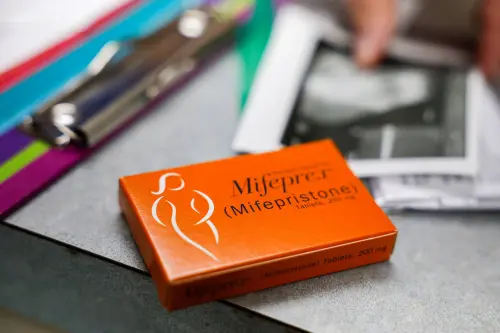 Mifepristone, the first medication in a medical abortion, is prepared for a patient at Alamo Women's Clinic in Carbondale, Illinois, U.S., April 20, 2023.