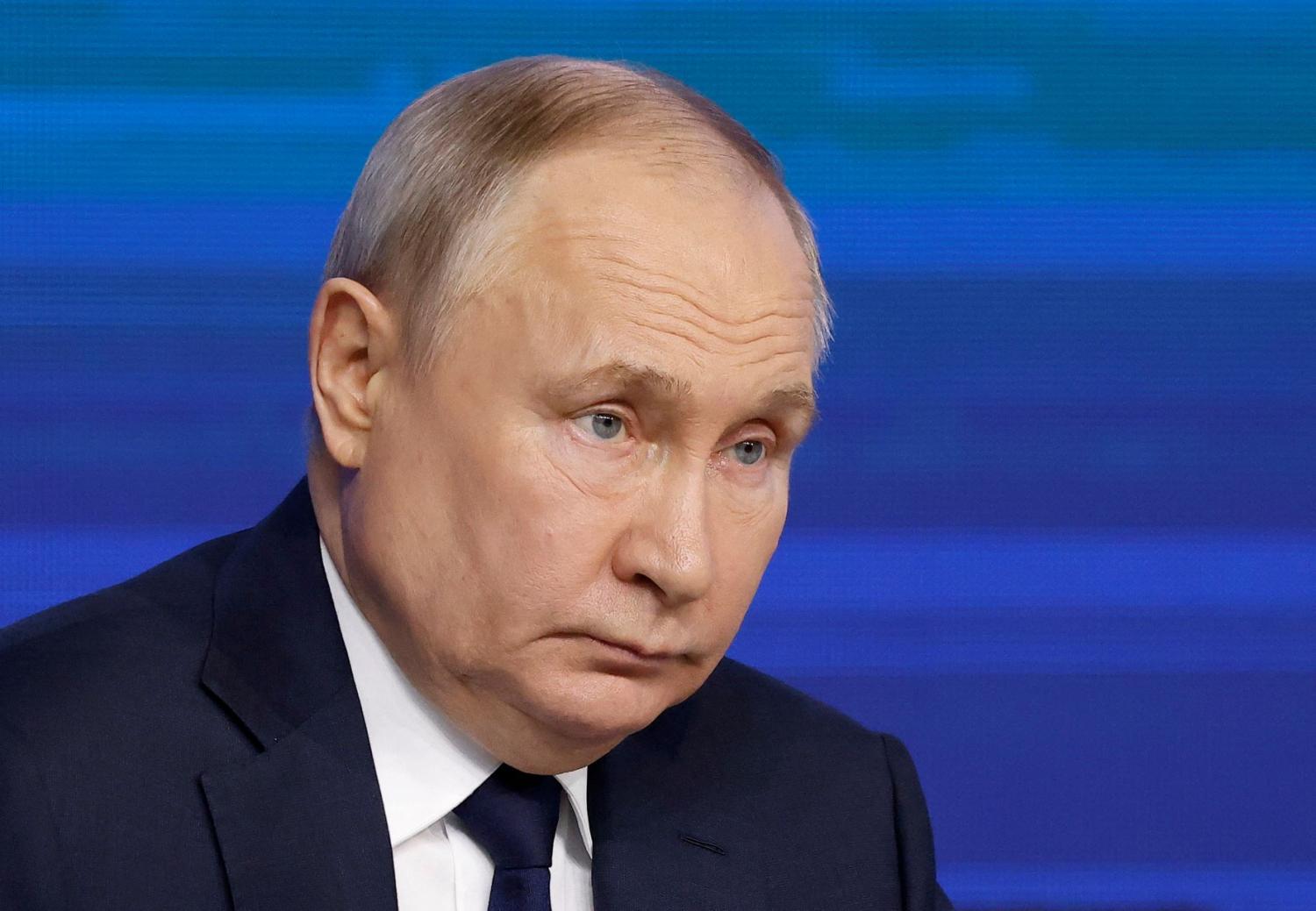 Russian President Vladimir Putin attends a meeting with his confidants for the 2024 election at Gostiny Dvor in Moscow, Russia, January 31, 2024.