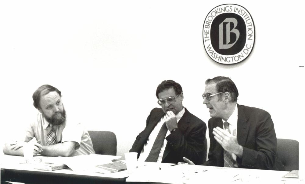 Henry Aaron and colleagues at the Brookings Institution in 1985