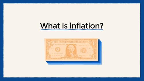 Text reading "What is inflation?" with a dollar bill beneath it.